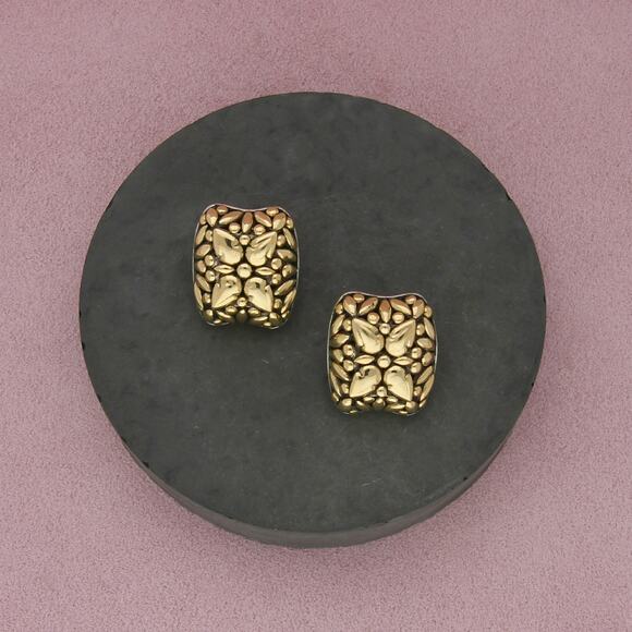 john hardy sterling silver & 18k gold jaisalmer collection omega back earrings - Picture 1 of 3